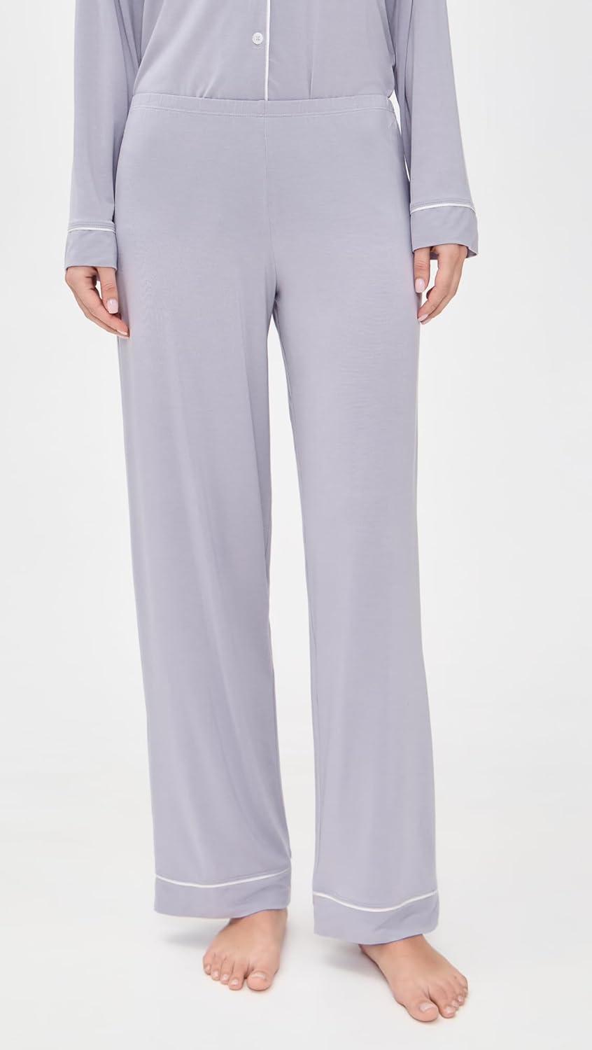 image:imageEberjey Gisele Classic Womens Pajama Set Long Sleeve Shirt Long PantsThistleIvory