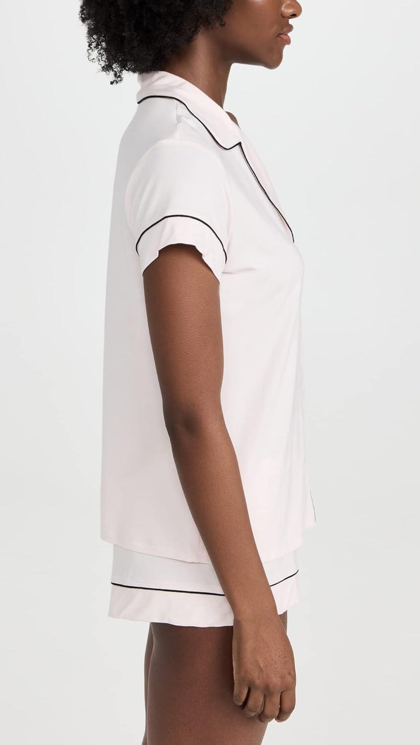 image:imageEberjey Gisele Classic Womens Pajama Set Short Sleeve Button Down Shirt w Front Pocket Shorts w Elastic Waist