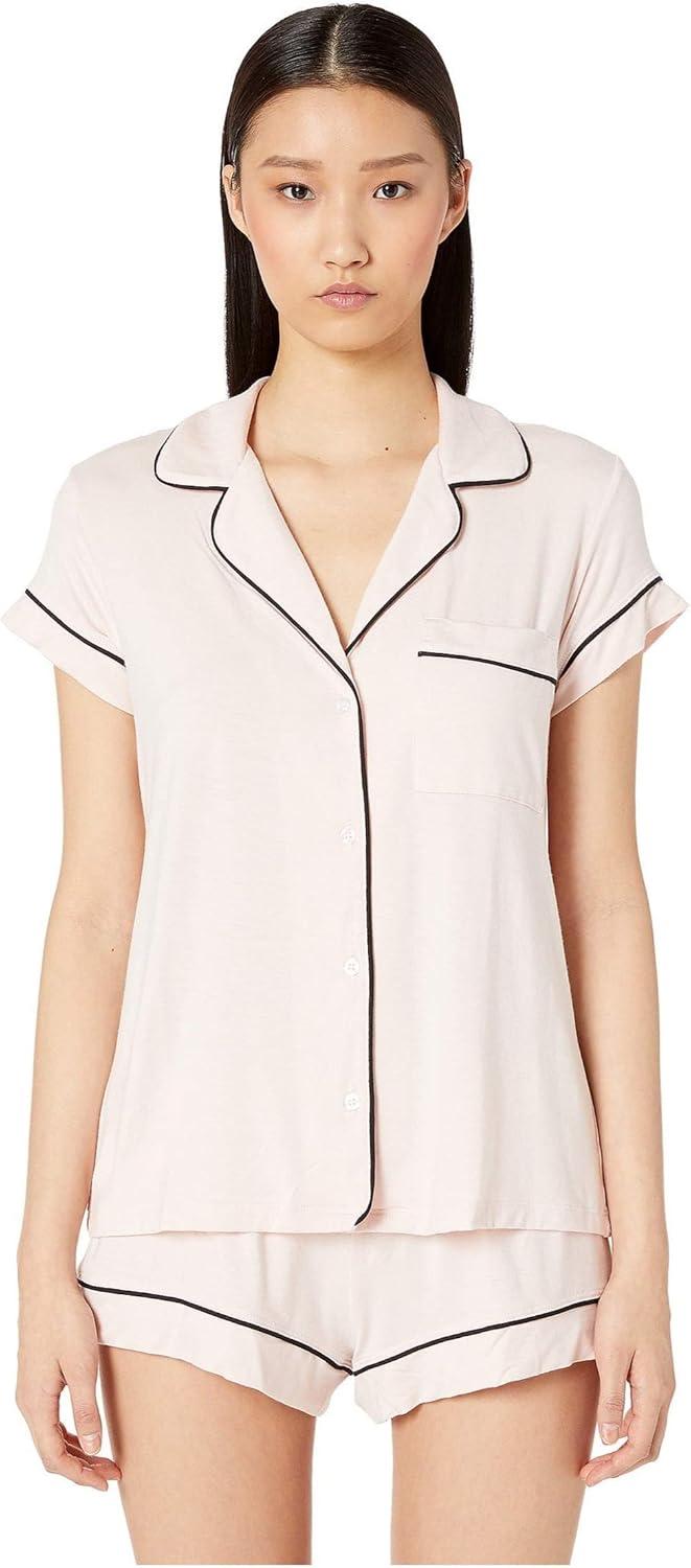 image:imageEberjey Gisele Classic Womens Pajama Set Short Sleeve Button Down Shirt w Front Pocket Shorts w Elastic Waist