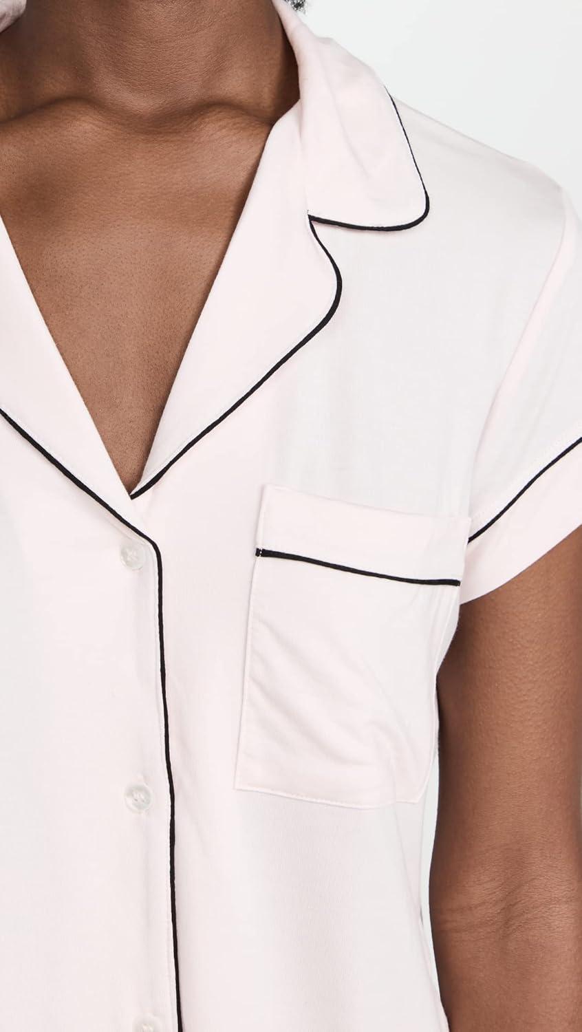 image:imageEberjey Gisele Classic Womens Pajama Set Short Sleeve Button Down Shirt w Front Pocket Shorts w Elastic Waist