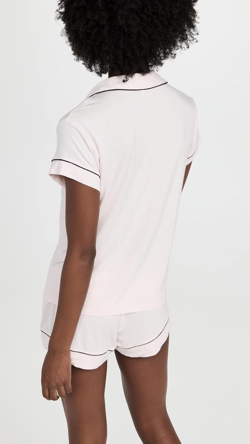image:imageEberjey Gisele Classic Womens Pajama Set Short Sleeve Button Down Shirt w Front Pocket Shorts w Elastic Waist