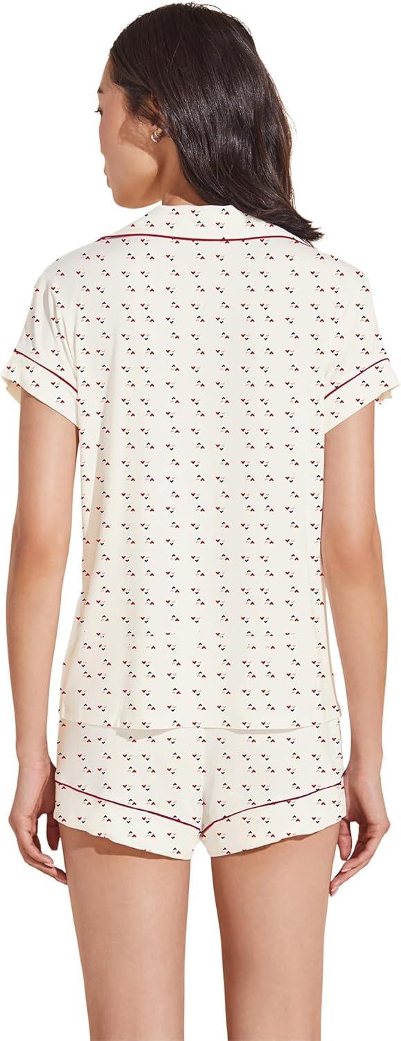 image:imageEberjey Gisele Relaxed Short PJ SetTriple HeartHaute Red 1