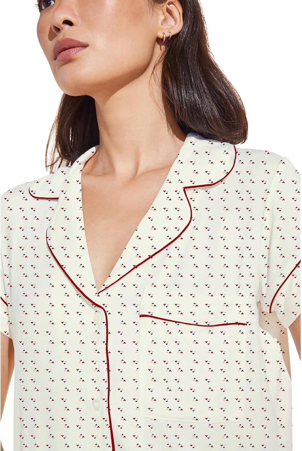 image:imageEberjey Gisele Relaxed Short PJ SetTriple HeartHaute Red 1