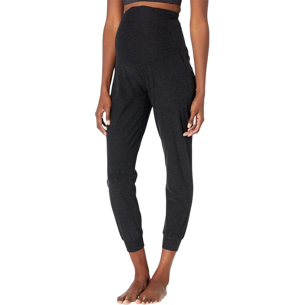 image:imageBeyond Yoga Spacedye Maternity Midi Joggers Pants for Women Soft Performance Fabric Side Hand Pockets and Ribbed CuffsDarkest Night