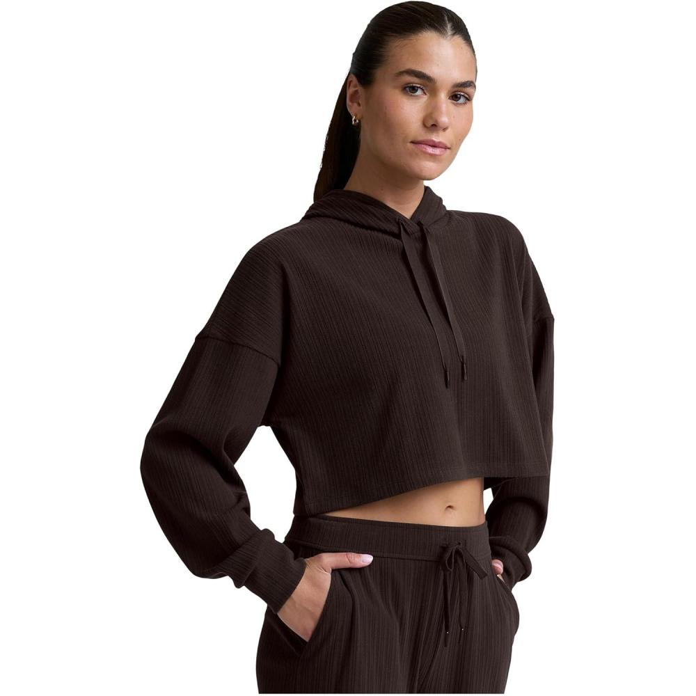 image:imageBeyond Yoga Womens Breathe Easy Ribbed Cropped HoodieDark Chocolate