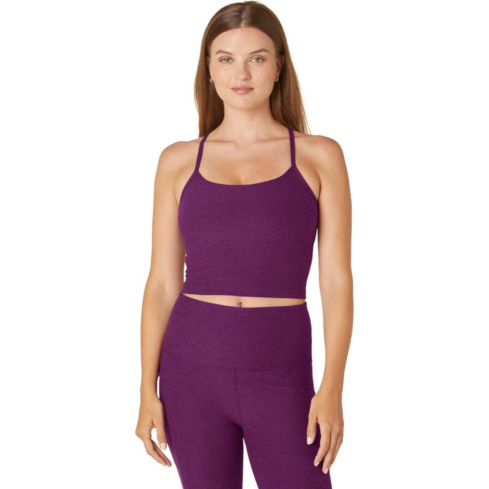 image:imageBeyond Yoga Womens Spacedye Slim Racerback Cropped TankAubergineBeet