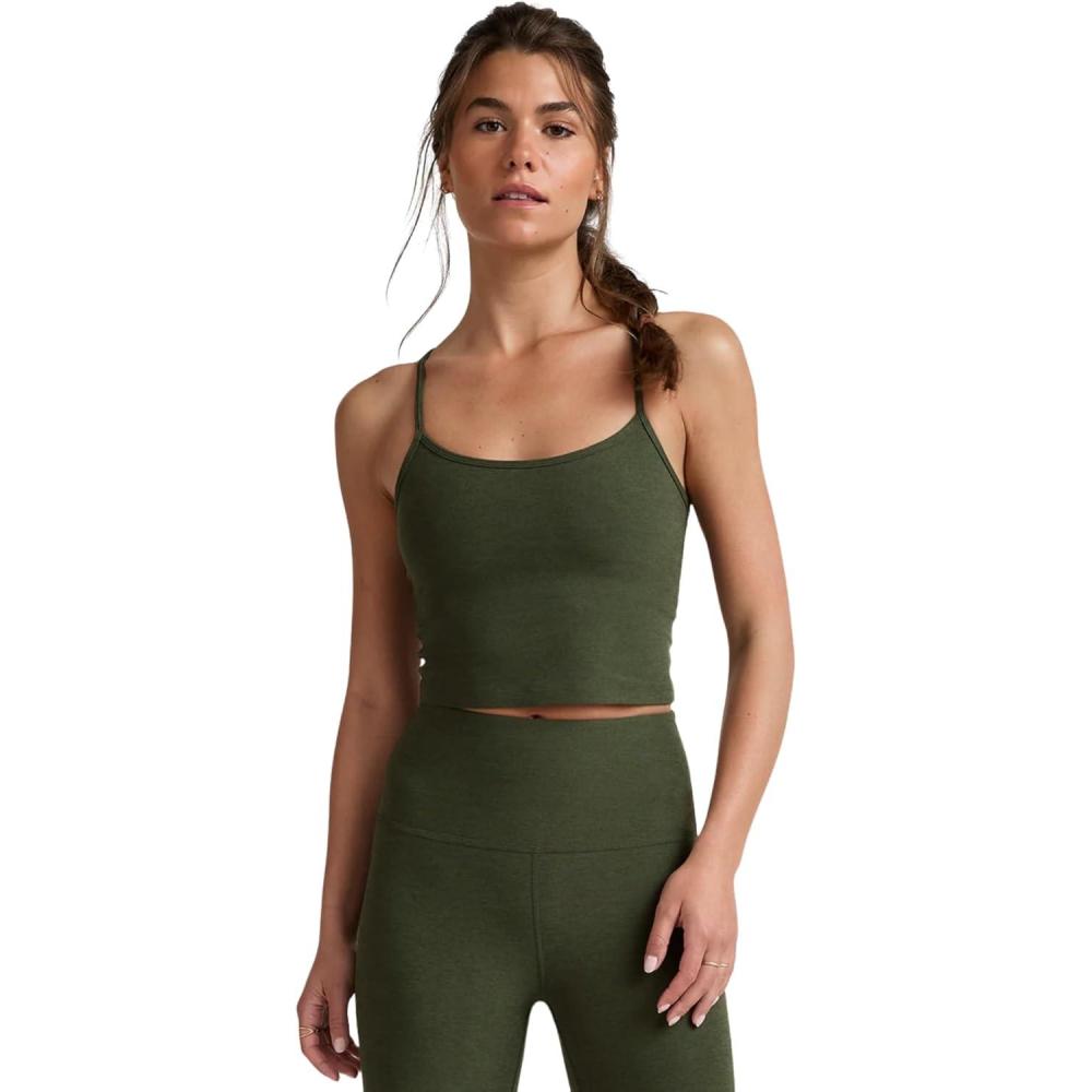 image:imageBeyond Yoga Womens Spacedye Slim Racerback Cropped TankBeyond Olive Heather