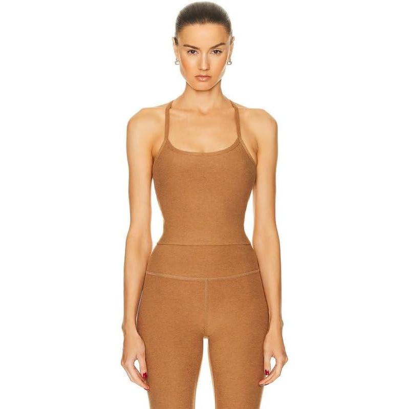 image:imageBeyond Yoga Womens Spacedye Slim Racerback Cropped TankCaramel Toffee Heather