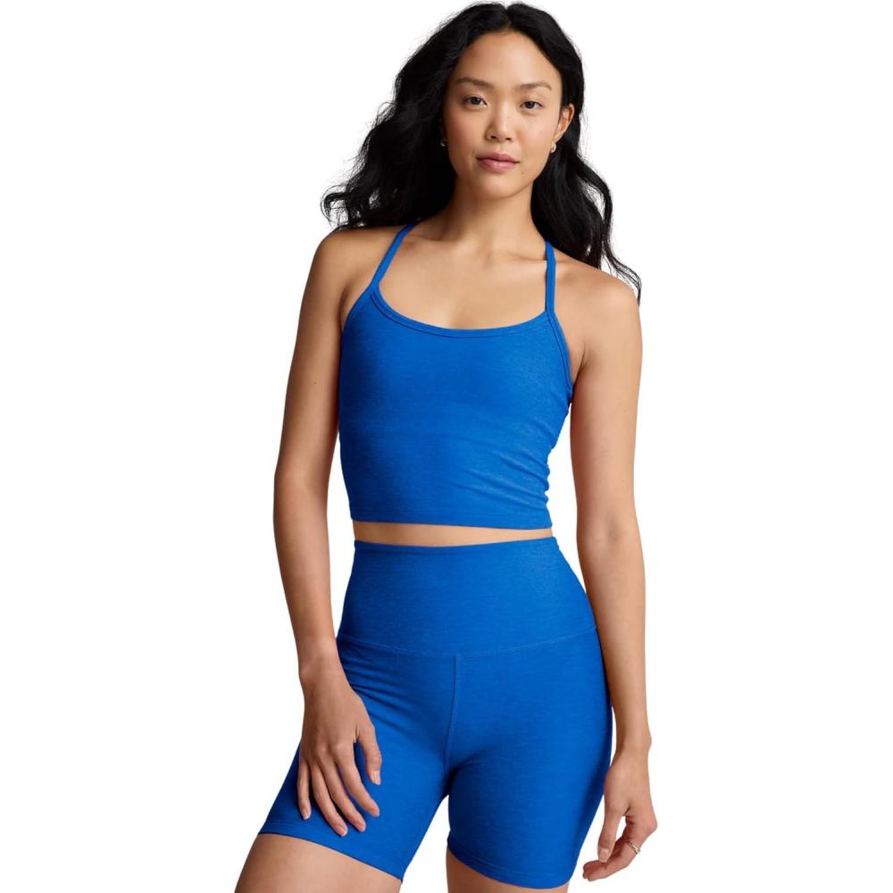 image:imageBeyond Yoga Womens Spacedye Slim Racerback Cropped TankCourt Blue Heather