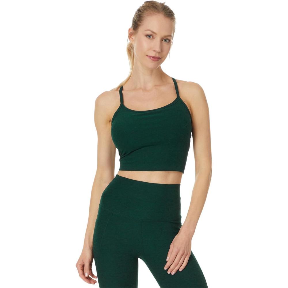 image:imageBeyond Yoga Womens Spacedye Slim Racerback Cropped TankDark Spruce Green Heather