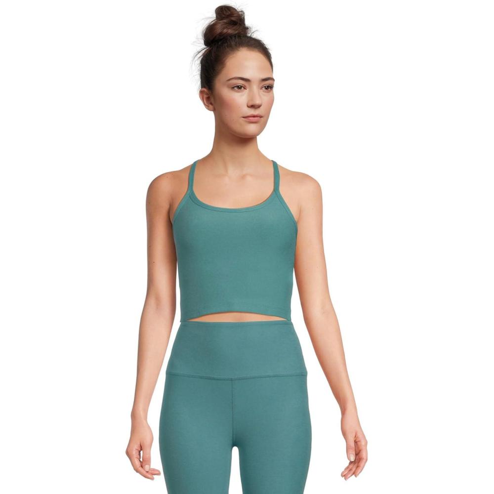 image:imageBeyond Yoga Womens Spacedye Slim Racerback Cropped TankDeep Aqua Heather