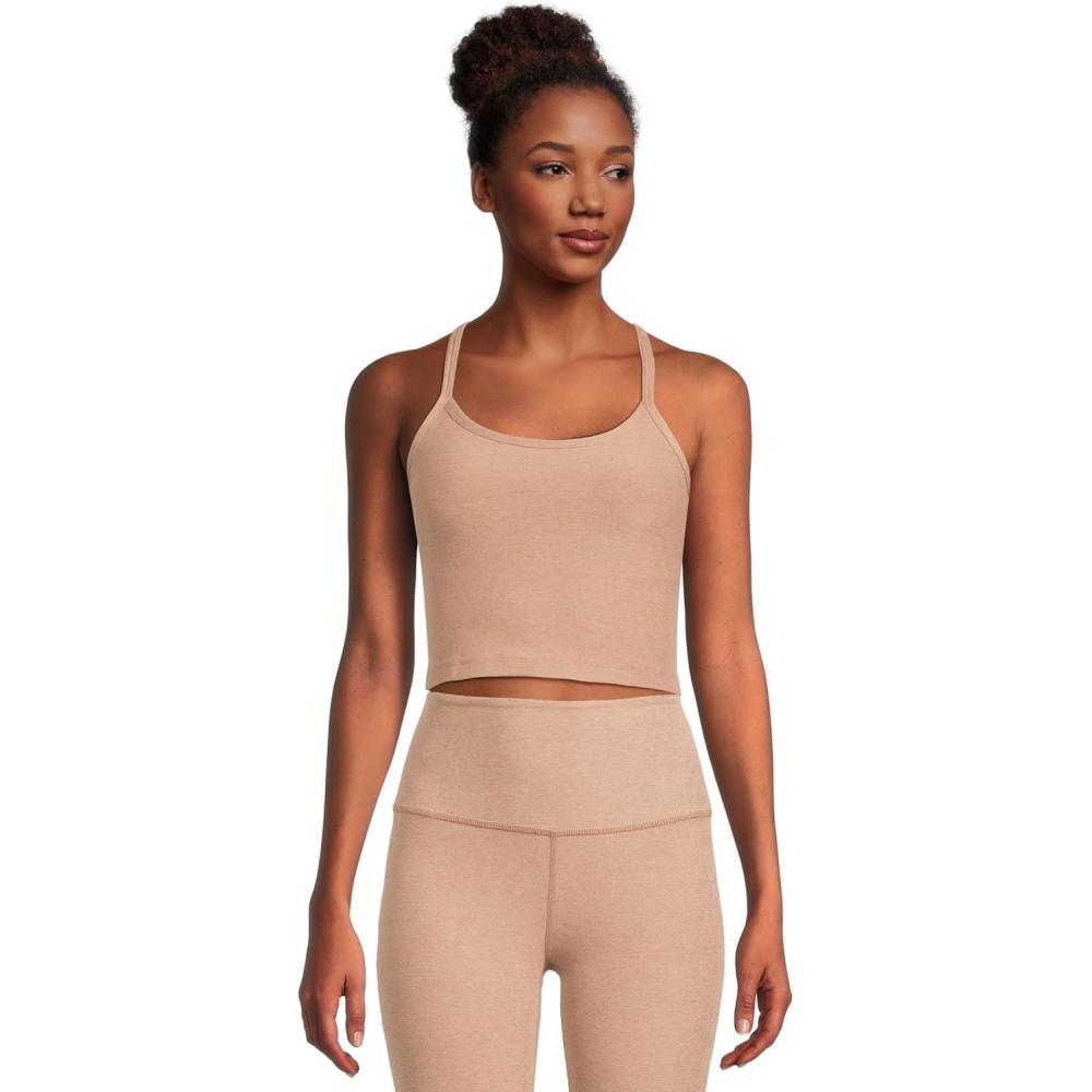 image:imageBeyond Yoga Womens Spacedye Slim Racerback Cropped TankDesert Sand Heather