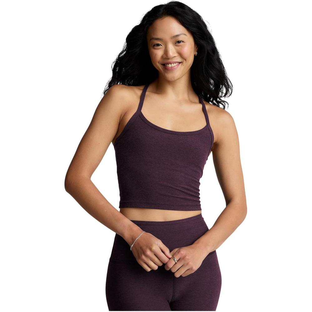 image:imageBeyond Yoga Womens Spacedye Slim Racerback Cropped TankEggplant Purple Heather