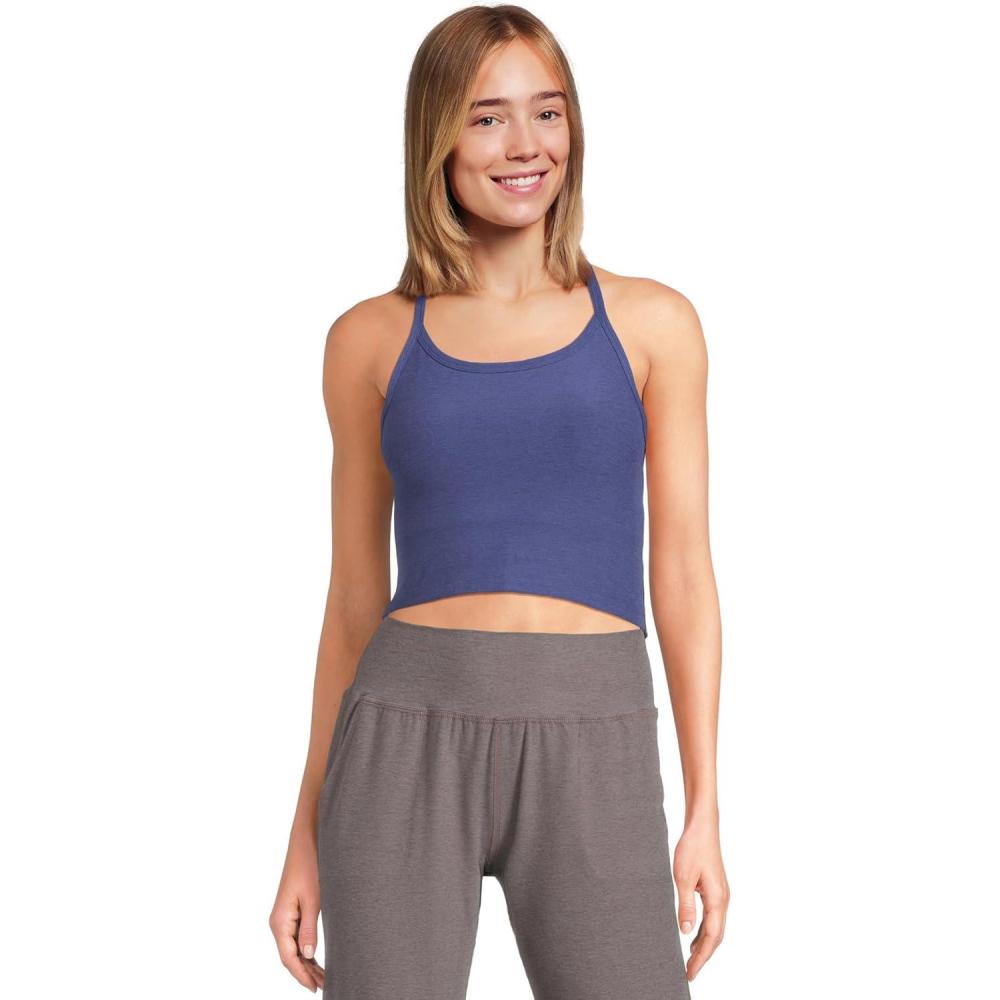 image:imageBeyond Yoga Womens Spacedye Slim Racerback Cropped TankEternal Blue Heather