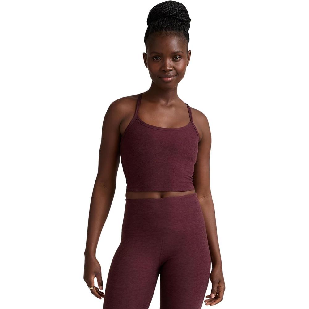 image:imageBeyond Yoga Womens Spacedye Slim Racerback Cropped TankMidnight Burgundy Heather