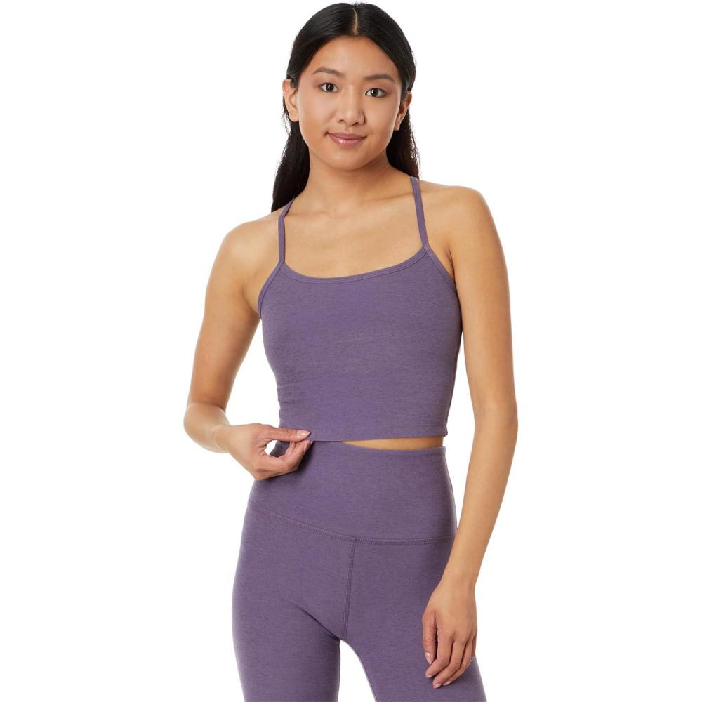 image:imageBeyond Yoga Womens Spacedye Slim Racerback Cropped TankPurple Haze Heather