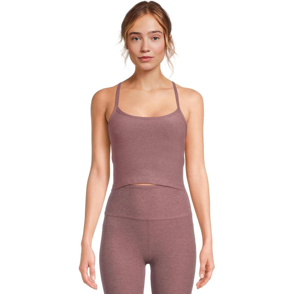 image:imageBeyond Yoga Womens Spacedye Slim Racerback Cropped TankRose Brush Heather