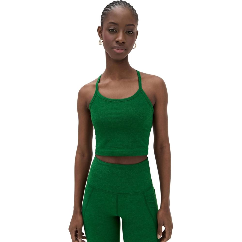 image:imageBeyond Yoga Womens Spacedye Slim Racerback Cropped TankSummer Thyme Green Heather