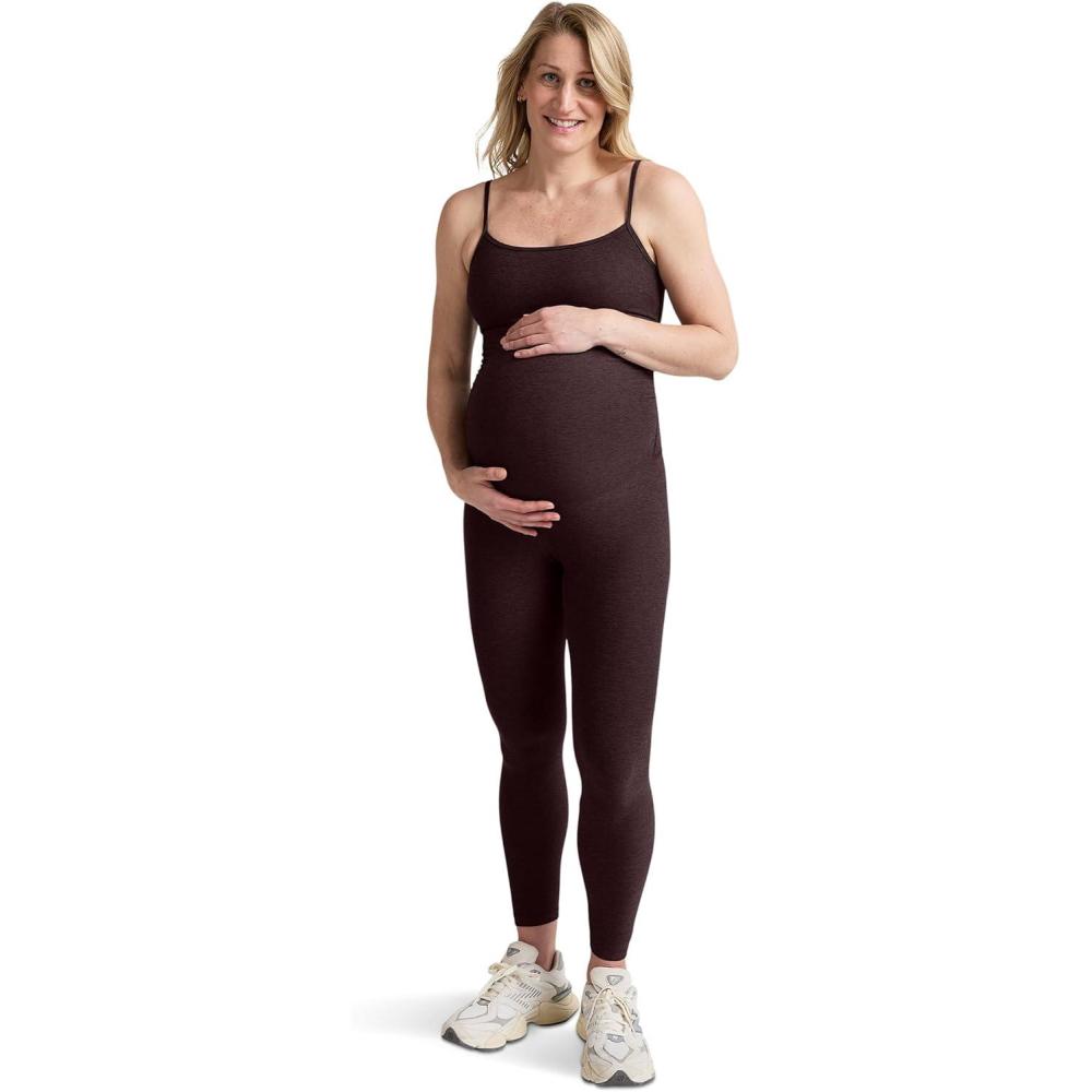 image:imageBeyond Yoga Womens Spacedye Uplevel Maternity JumpsuitDark Chocolate Heather