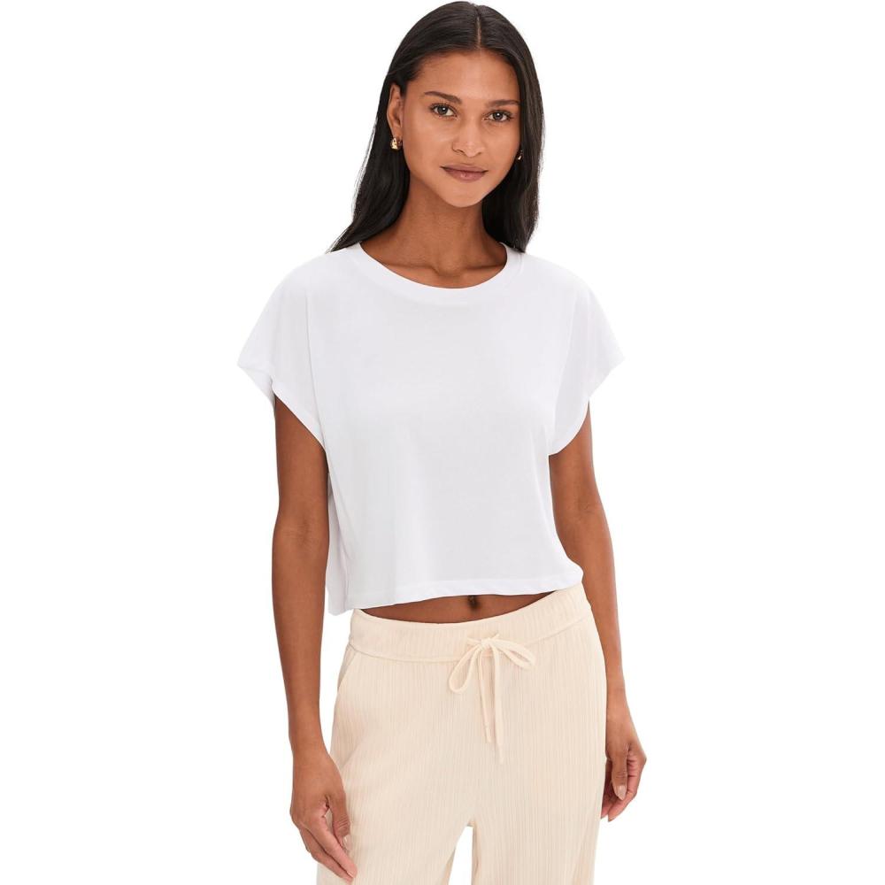 image:imageBeyond Yoga Womens Studio Luxe Cropped TeeWhite