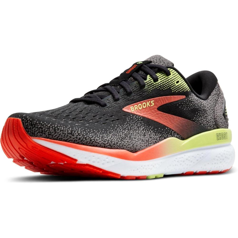 image:imageBrooks Mens Ghost 16 Neutral Running ShoeBlackMandarin RedGreen