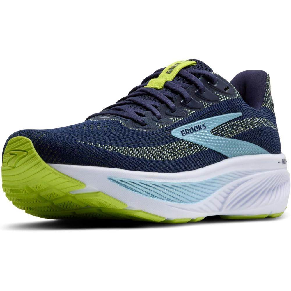 image:imageBrooks Mens Ghost 17 Neutral Running ShoePeacoatLimeBlue