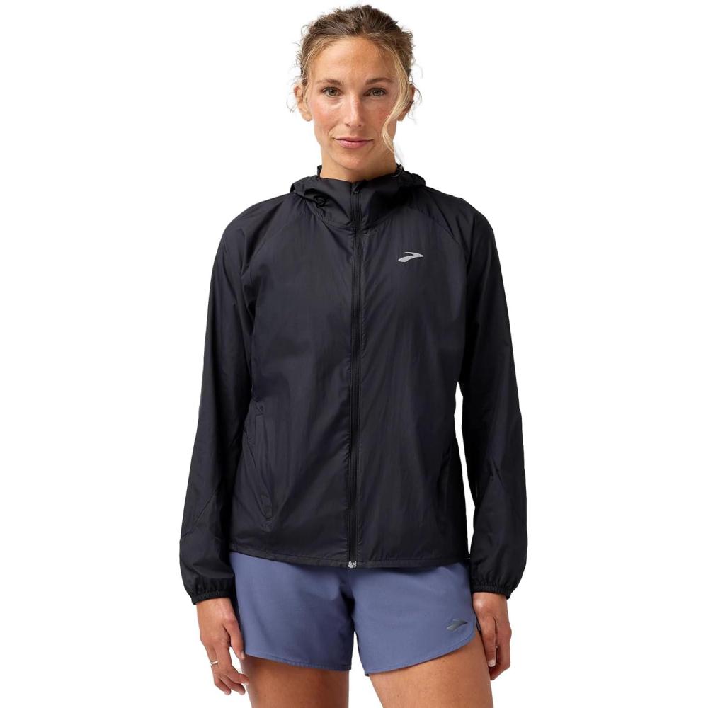 image:imageBrooks Womens Canopy Packable Jacket Wind amp WaterResistant Running Layer UPF 50 UVAUVB Sun Protection amp ReflectivityBlack