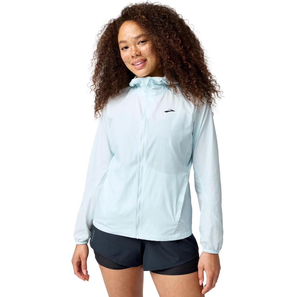 image:imageBrooks Womens Canopy Packable Jacket Wind amp WaterResistant Running Layer UPF 50 UVAUVB Sun Protection amp ReflectivityStride Blue