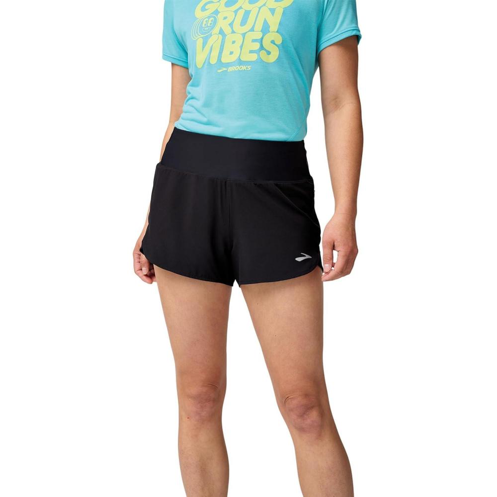image:imageBrooks Womens Chaser 3 Short 20 HighRise Athletic Shorts with Adjustable Waistband Secure Storage amp Stretch FabricBlack