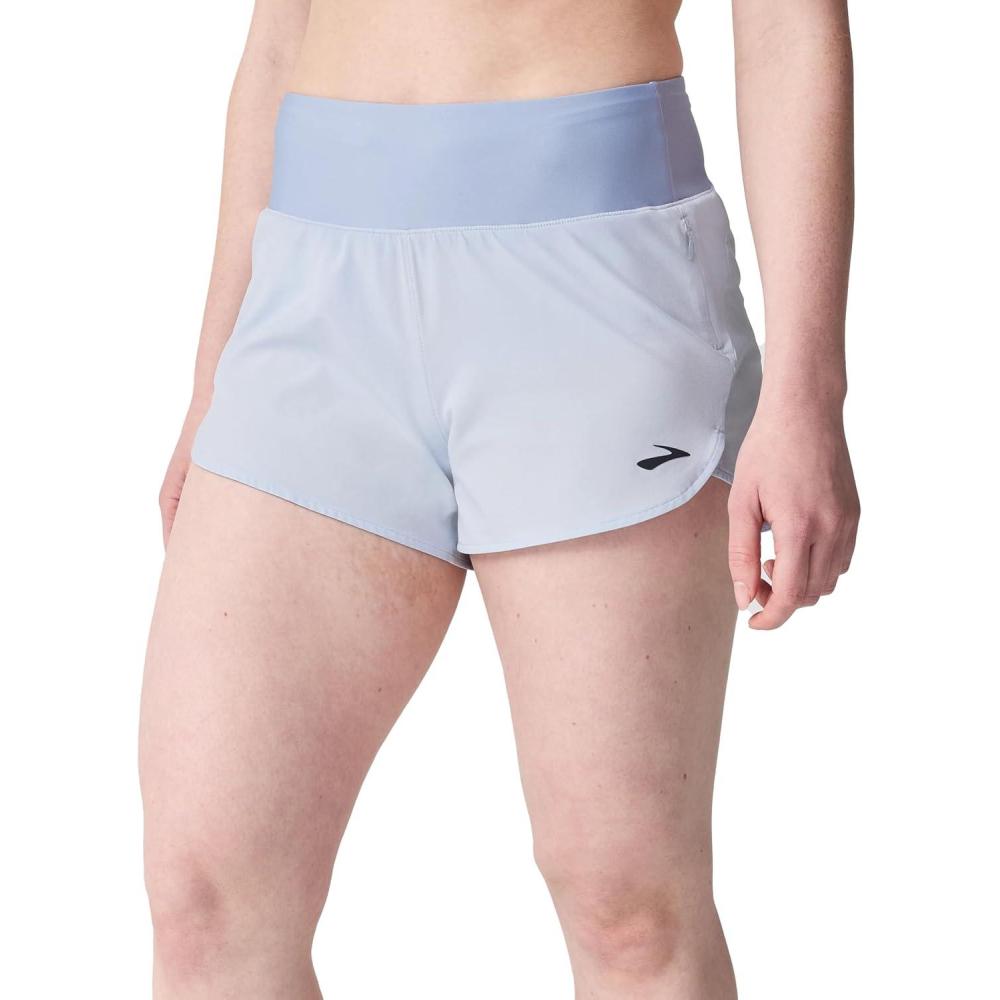image:imageBrooks Womens Chaser 3 Short 20 HighRise Athletic Shorts with Adjustable Waistband Secure Storage amp Stretch FabricHalogen BlueDk Halogen