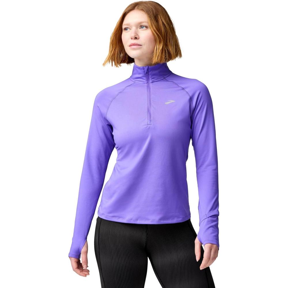 image:imageBrooks Womens Dash 12 Zip 30 Long Sleeve Running Top UPF 50 Sun Protection Soft SweatWicking Fabric amp Watch WindowViolet