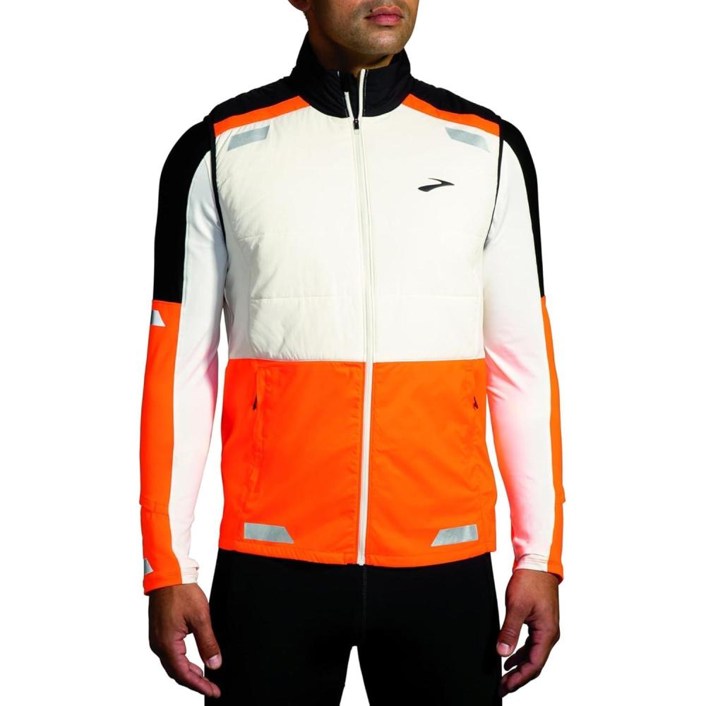 image:imageBrooks mens Run Visible Insulated VestEcruFluoro FlashBlack
