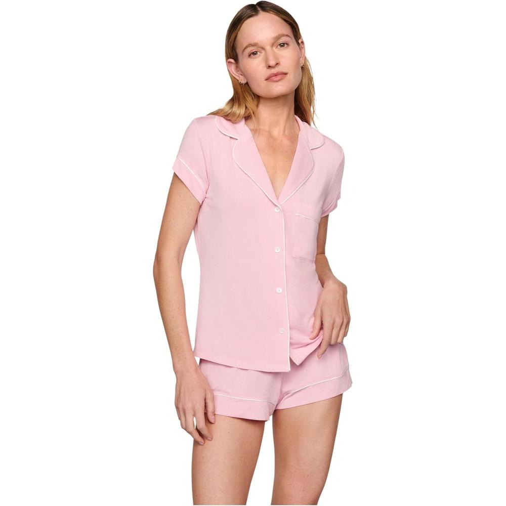 image:imageEberjey Gisele Relaxed Short PJ SetPink NectarIvory