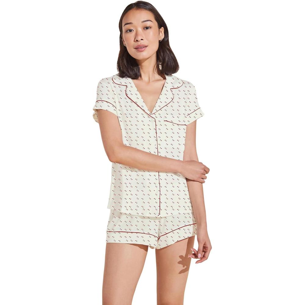 image:imageEberjey Gisele Relaxed Short PJ SetTriple HeartHaute Red 1