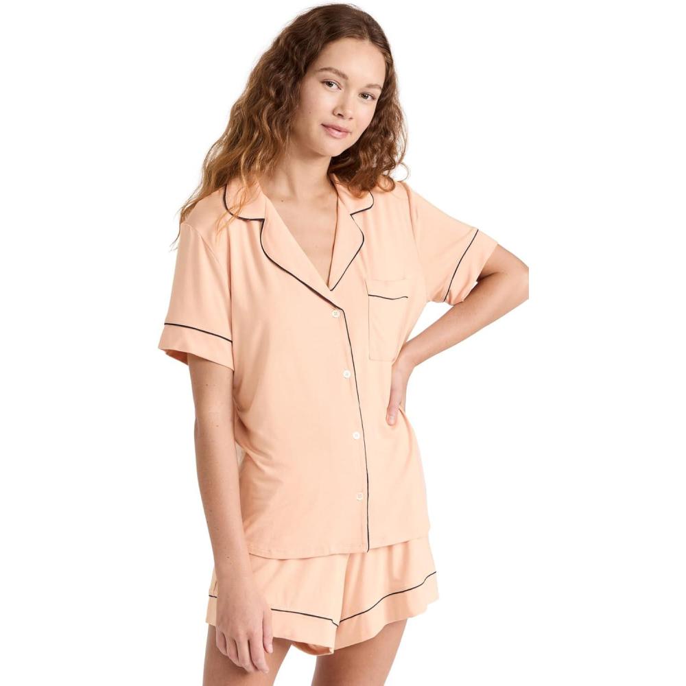 image:imageEberjey Gisele Relaxed Womens Short PJ SetRose CloudNavy