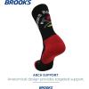 Brooks Ghost Crew Socks I Performance Running Cushioned Socks with Arch Support for Men & Women(Black/Nightlife/Red)