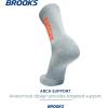 Brooks Ghost Crew Socks I Performance Running Cushioned Socks with Arch Support for Men & Women(Smoke/Br Crew)