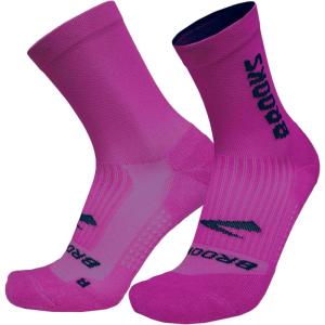 Brooks Ghost Crew Socks I Performance Running Cushioned Socks with Arch Support for Men & Women(Magenta/Br Crew)