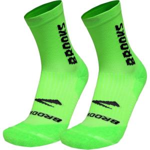Brooks Ghost Crew Socks I Performance Running Cushioned Socks with Arch Support for Men & Women(Neo Limeade/Br Crew)