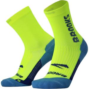 Brooks Ghost Crew Socks I Performance Running Cushioned Socks with Arch Support for Men & Women(Neon Yellow/Br Crew)