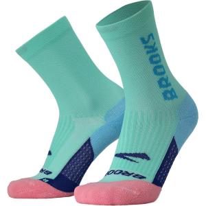Brooks Ghost Crew Socks I Performance Running Cushioned Socks with Arch Support for Men & Women(Salt Air/Br Crew)