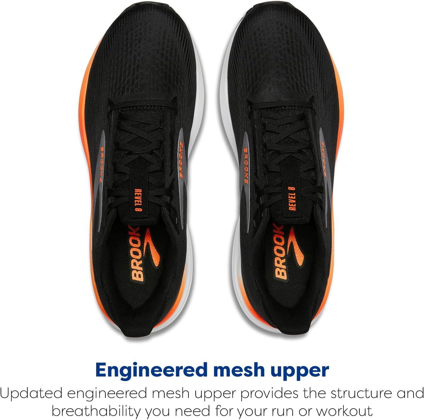image:imageBrooks Mens Revel 8 Neutral Running amp Walking ShoeBlackExcaliburOrange
