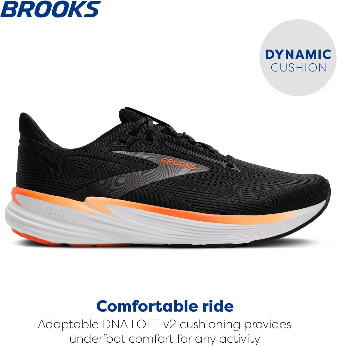 image:imageBrooks Mens Revel 8 Neutral Running amp Walking ShoeBlackExcaliburOrange