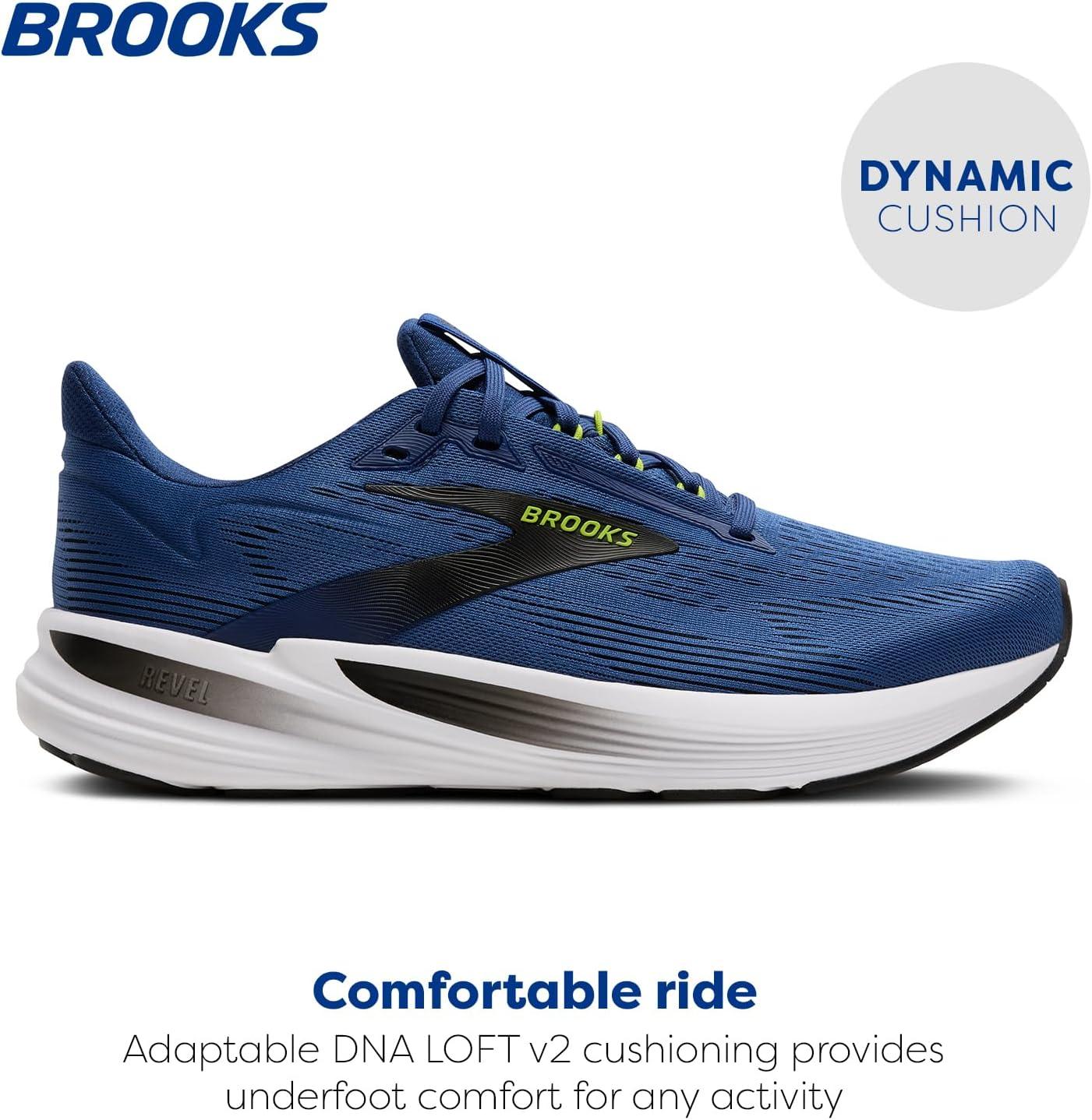 image:imageBrooks Mens Revel 8 Neutral Running amp Walking ShoeNavy PeonyBlackAcid Lime