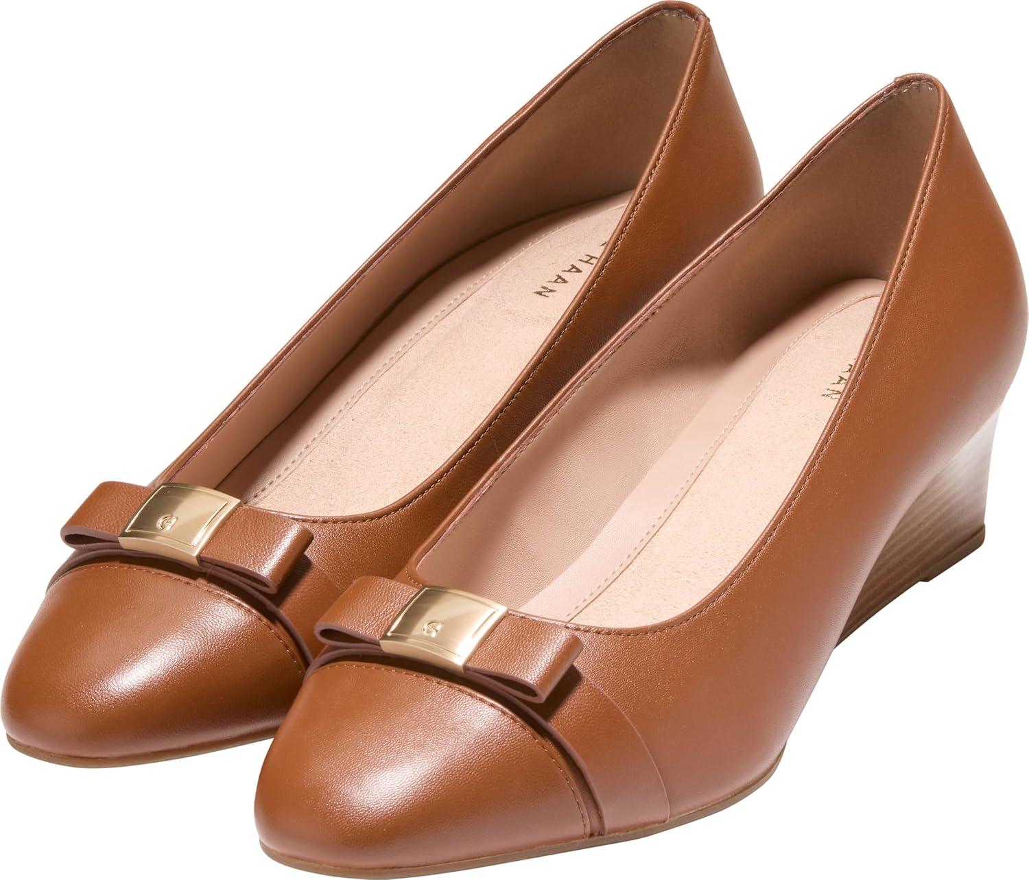 image:imageCole Haan Womens Goto Malta Bow WedgeBritish Tan LeatherIvory