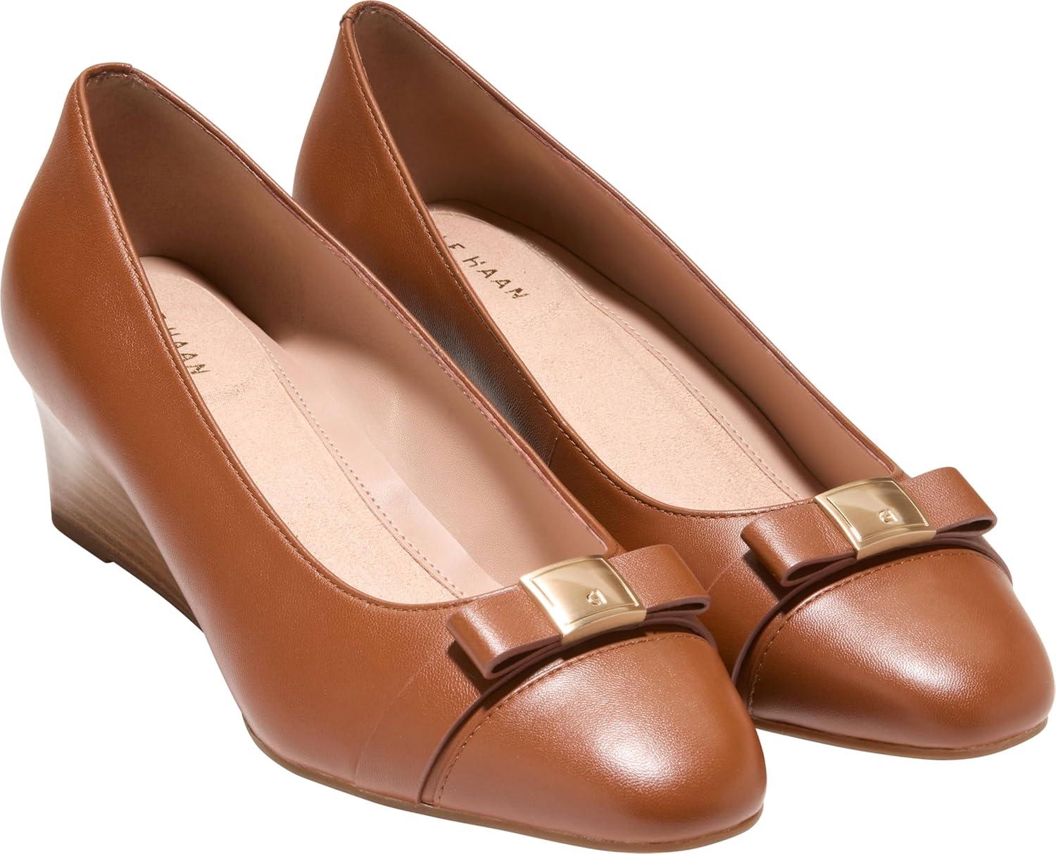 image:imageCole Haan Womens Goto Malta Bow WedgeBritish Tan LeatherIvory