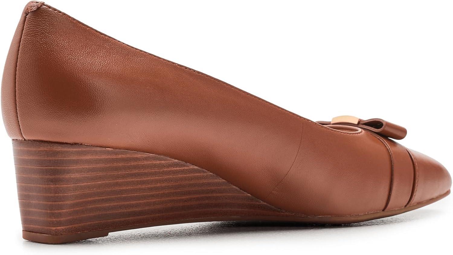 image:imageCole Haan Womens Goto Malta Bow WedgeBritish Tan LeatherIvory
