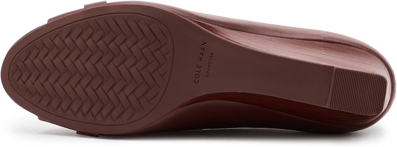 image:imageCole Haan Womens Goto Malta Peep Toe Bow WedgeMahogany Leather