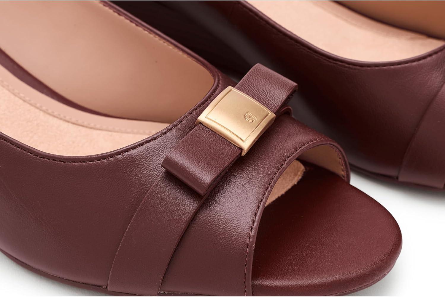 image:imageCole Haan Womens Goto Malta Peep Toe Bow WedgeMahogany Leather