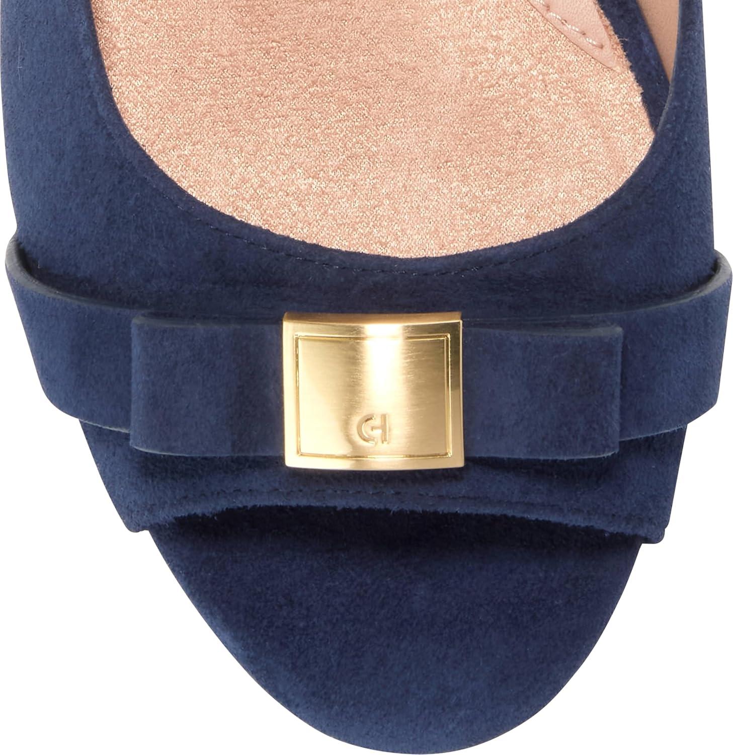 image:imageCole Haan Womens Goto Malta Peep Toe Bow WedgeMidnight Moon SuedeRaven